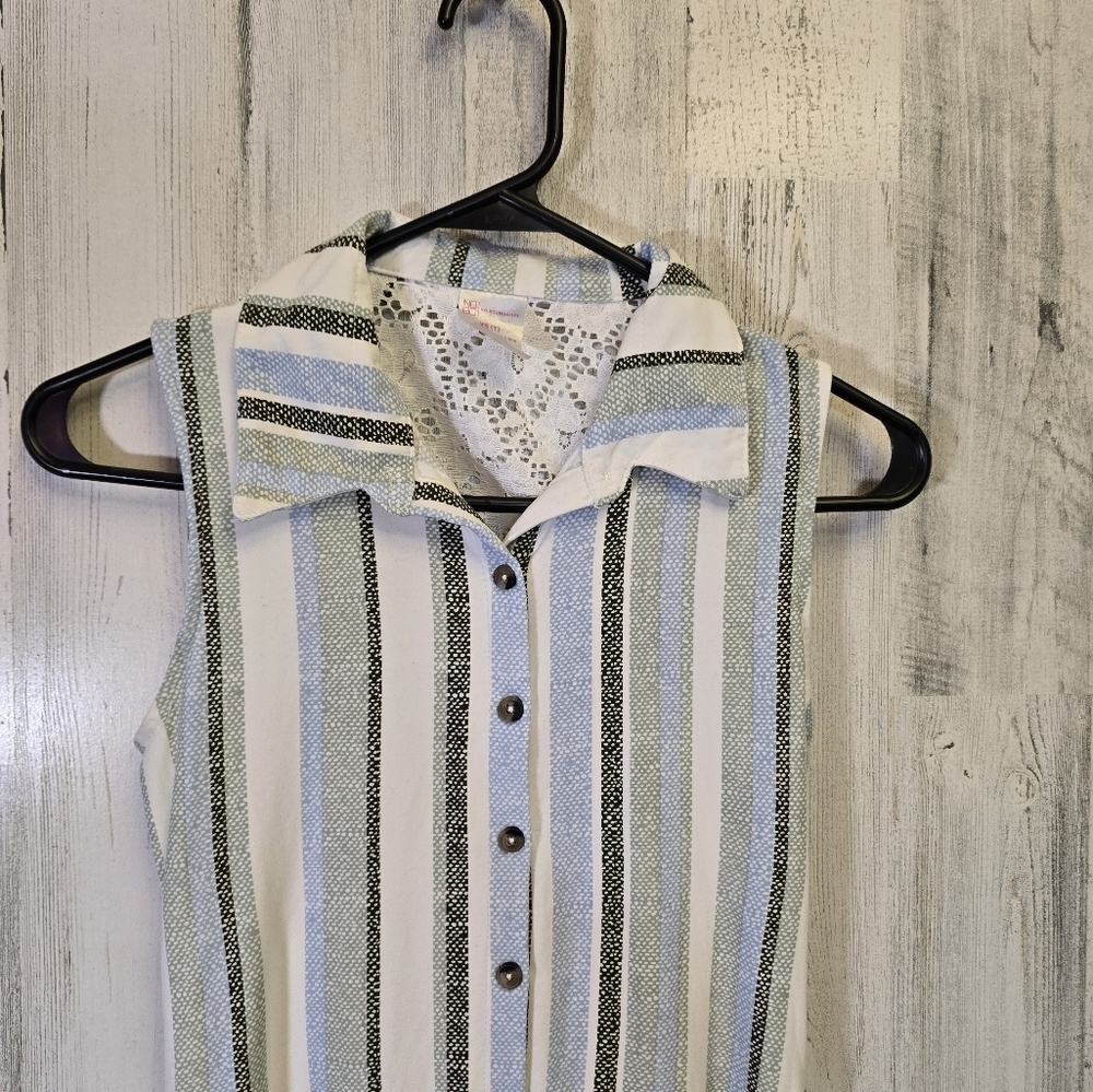 No boundaries Striped Sleeveless Button-Down Dress women's size XS - Picture 2 of 8